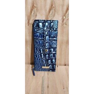 Brahmin Melbourne Leather Credit Card Slim Wallet Holder BLUE VIPER OMBRE